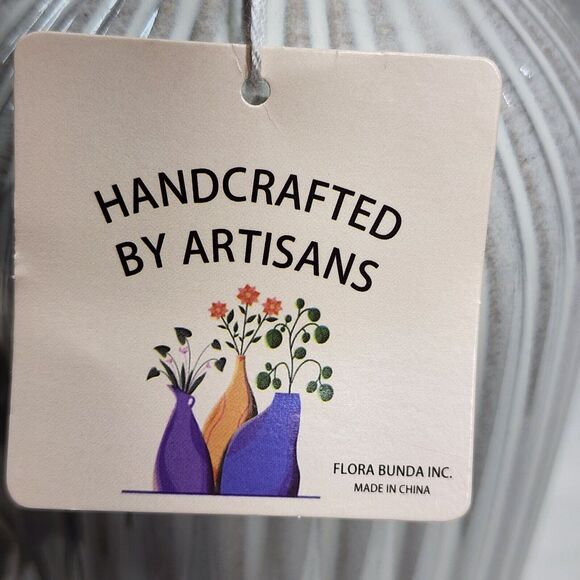 Flora Bunda Handcrafted By Artisans Ceramic Vase With Floral Appliqued 9.5" Tall - Picture 2 of 13